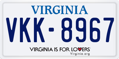 VA license plate VKK8967