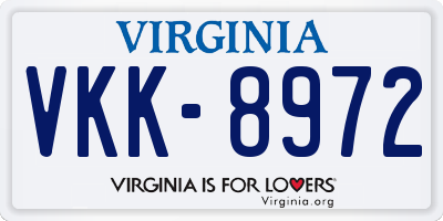VA license plate VKK8972