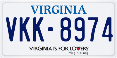 VA license plate VKK8974