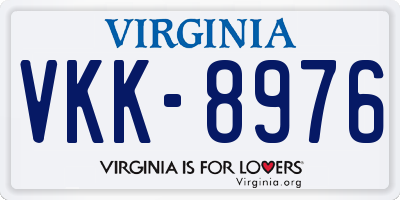 VA license plate VKK8976