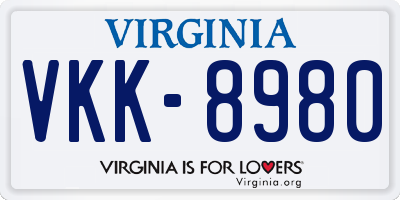 VA license plate VKK8980