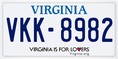 VA license plate VKK8982