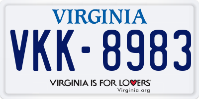 VA license plate VKK8983