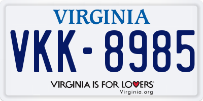 VA license plate VKK8985