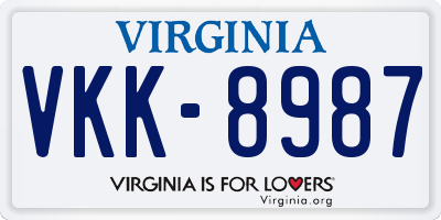 VA license plate VKK8987