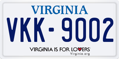 VA license plate VKK9002