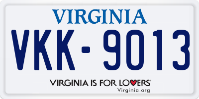VA license plate VKK9013