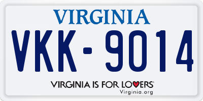 VA license plate VKK9014