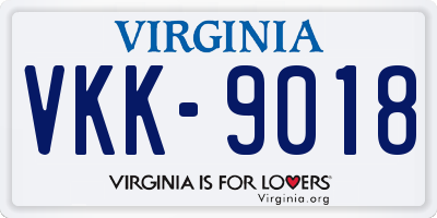 VA license plate VKK9018