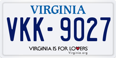 VA license plate VKK9027