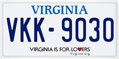 VA license plate VKK9030