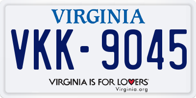 VA license plate VKK9045