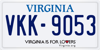 VA license plate VKK9053