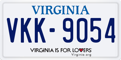 VA license plate VKK9054