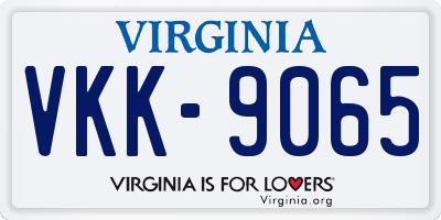 VA license plate VKK9065