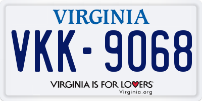 VA license plate VKK9068