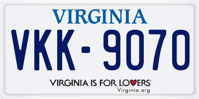 VA license plate VKK9070