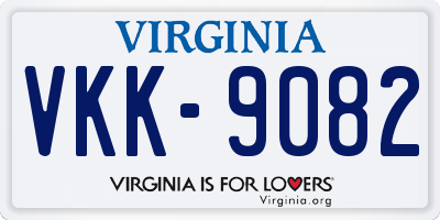 VA license plate VKK9082