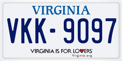 VA license plate VKK9097