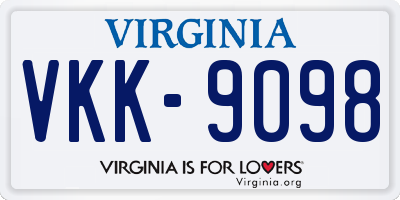 VA license plate VKK9098