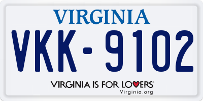 VA license plate VKK9102