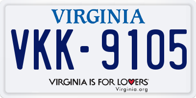 VA license plate VKK9105