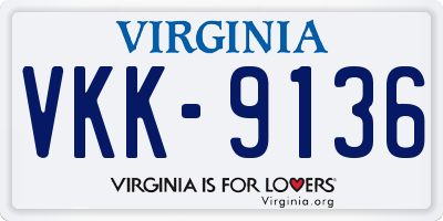 VA license plate VKK9136