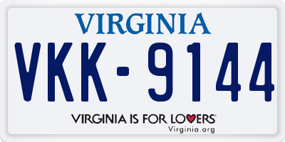 VA license plate VKK9144