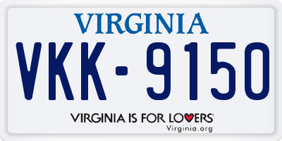VA license plate VKK9150