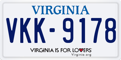 VA license plate VKK9178