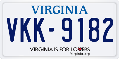 VA license plate VKK9182
