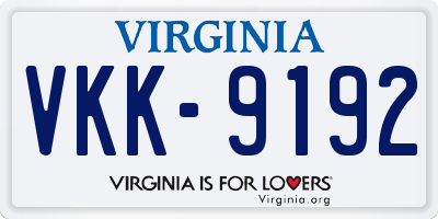 VA license plate VKK9192