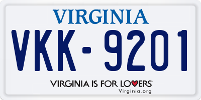 VA license plate VKK9201