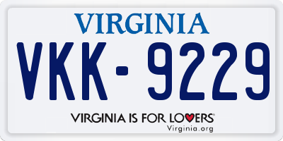 VA license plate VKK9229