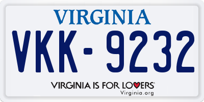 VA license plate VKK9232