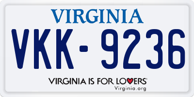 VA license plate VKK9236