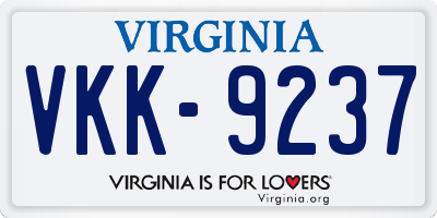 VA license plate VKK9237