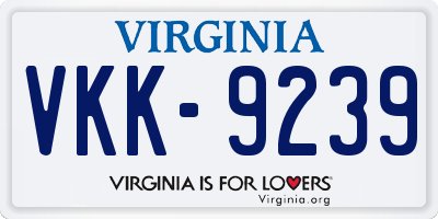 VA license plate VKK9239