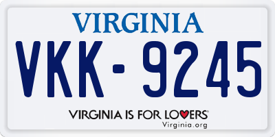 VA license plate VKK9245