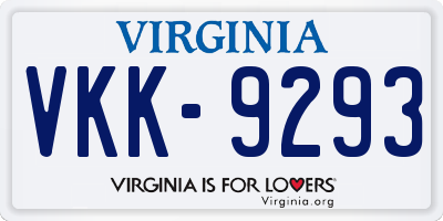VA license plate VKK9293