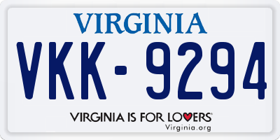 VA license plate VKK9294