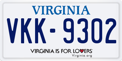 VA license plate VKK9302