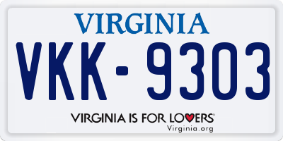 VA license plate VKK9303