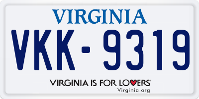 VA license plate VKK9319