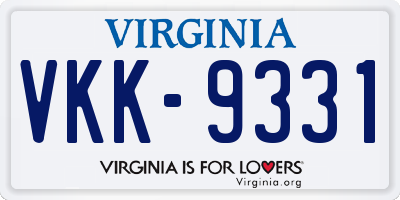 VA license plate VKK9331
