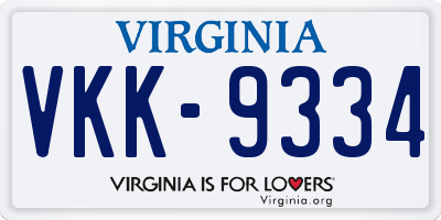 VA license plate VKK9334