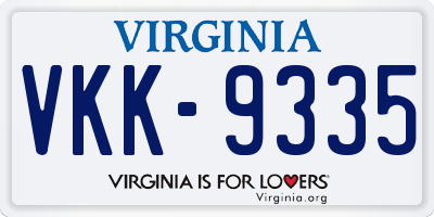 VA license plate VKK9335