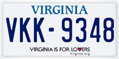 VA license plate VKK9348