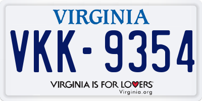 VA license plate VKK9354