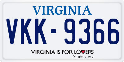 VA license plate VKK9366